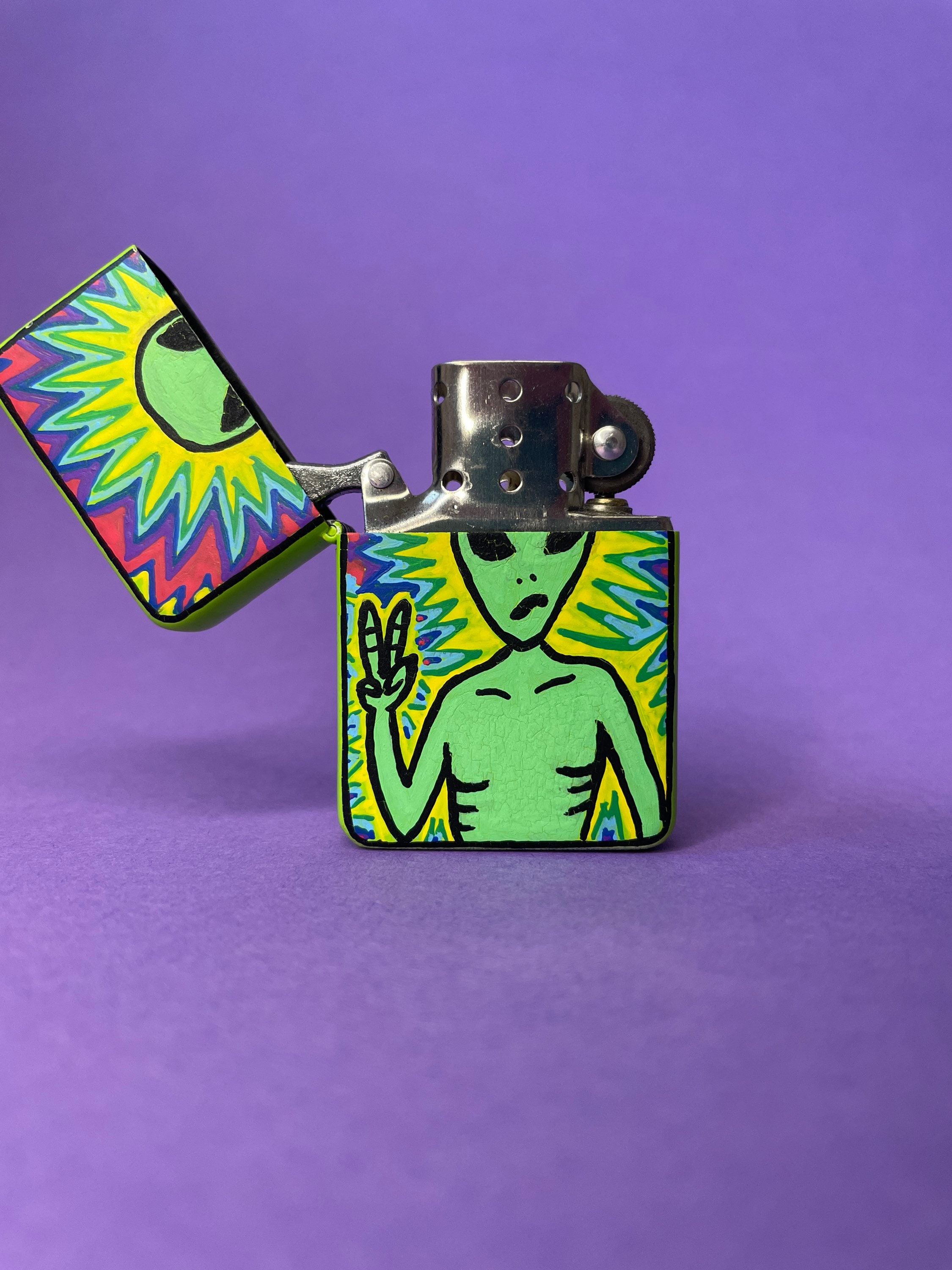 Trippy Alien Lighter high alien custom lighter custom Etsy