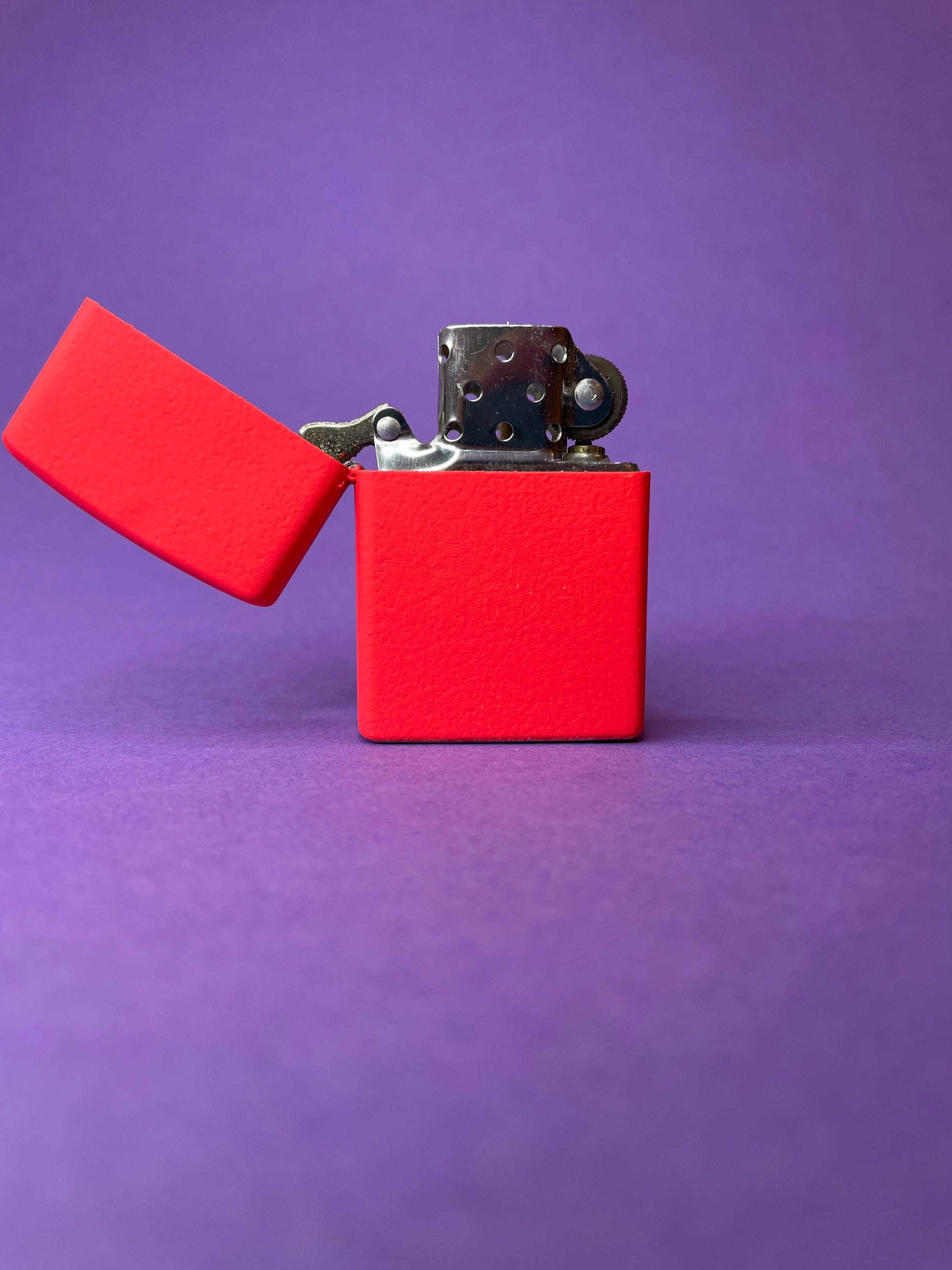 Red flameneon lighter painted red lighter refillable petrol Etsy