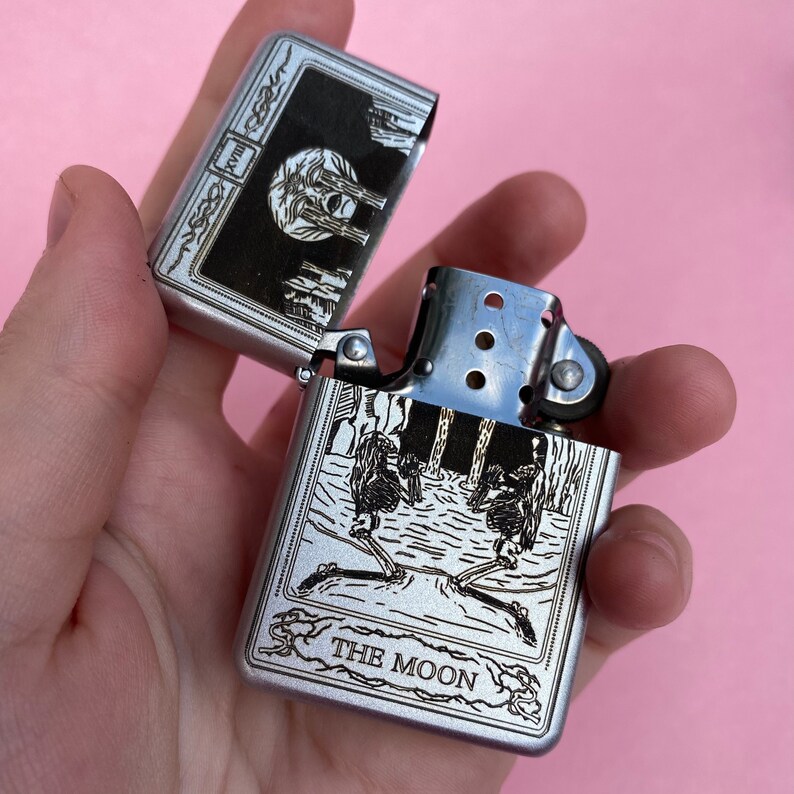 The Moon Tarot Card Engraved Lighter Engraved Lighter Tarot Etsy