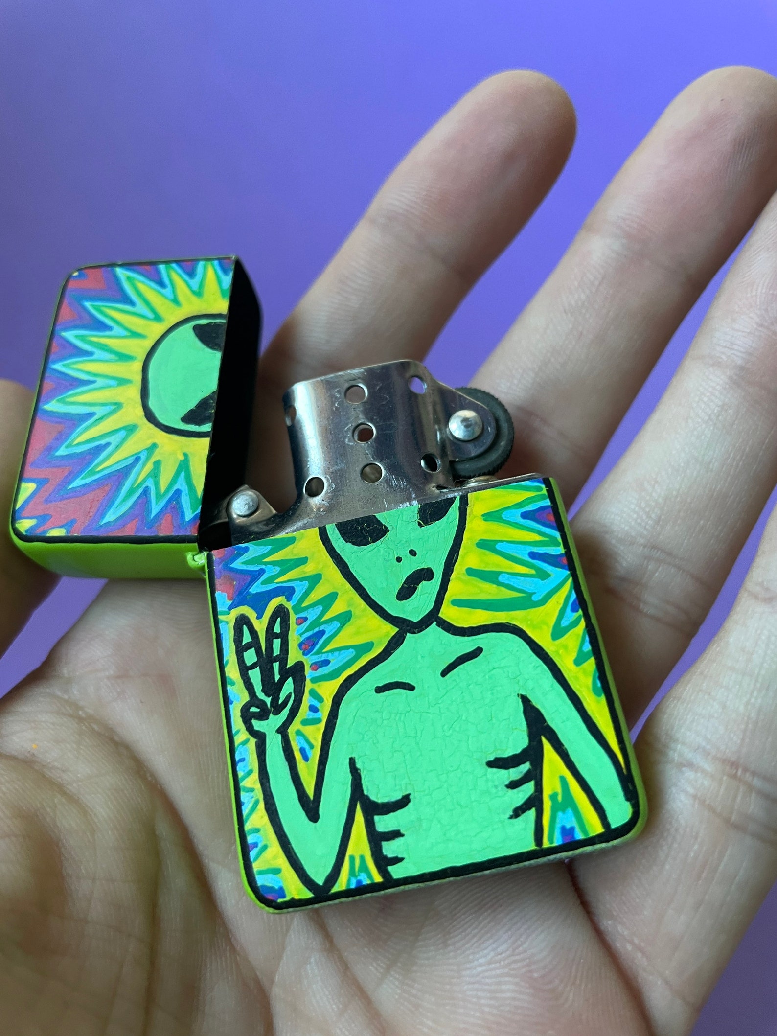 Trippy Alien Lighter high alien custom lighter custom Etsy