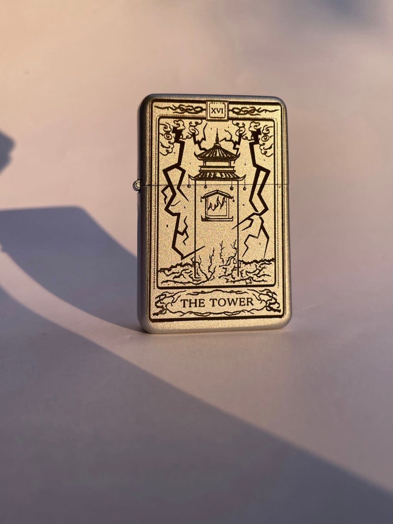 The Tower Tarot Card Engraved Lighter Engraved Lighter Tarot Etsy