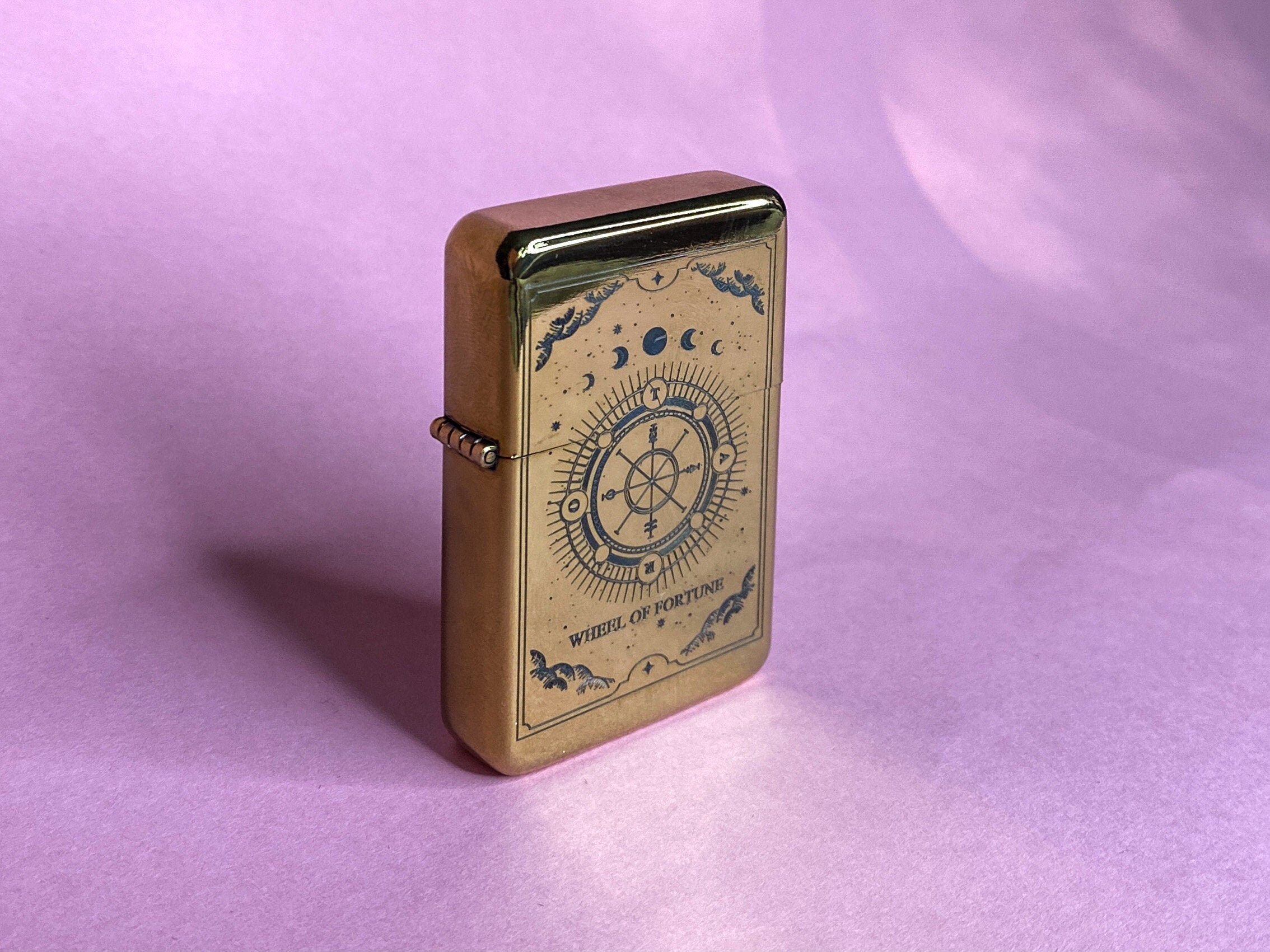 Wheel Of Fortune tarot card lighter, engraved lighter, tarot card eng…