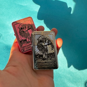 Temperance tarot card engraved lighter, engraved lighter, tarot card engraving, cool lighter, gold tarot card, tarot card lighter, lighter