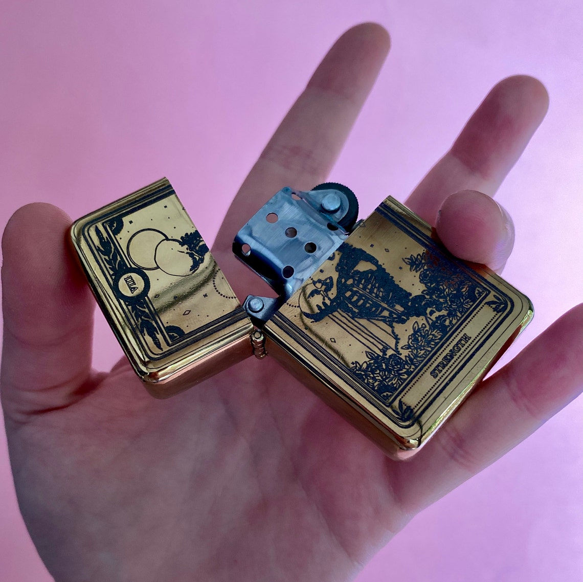 Strength tarot card engraved lighter engraved lighter tarot Etsy