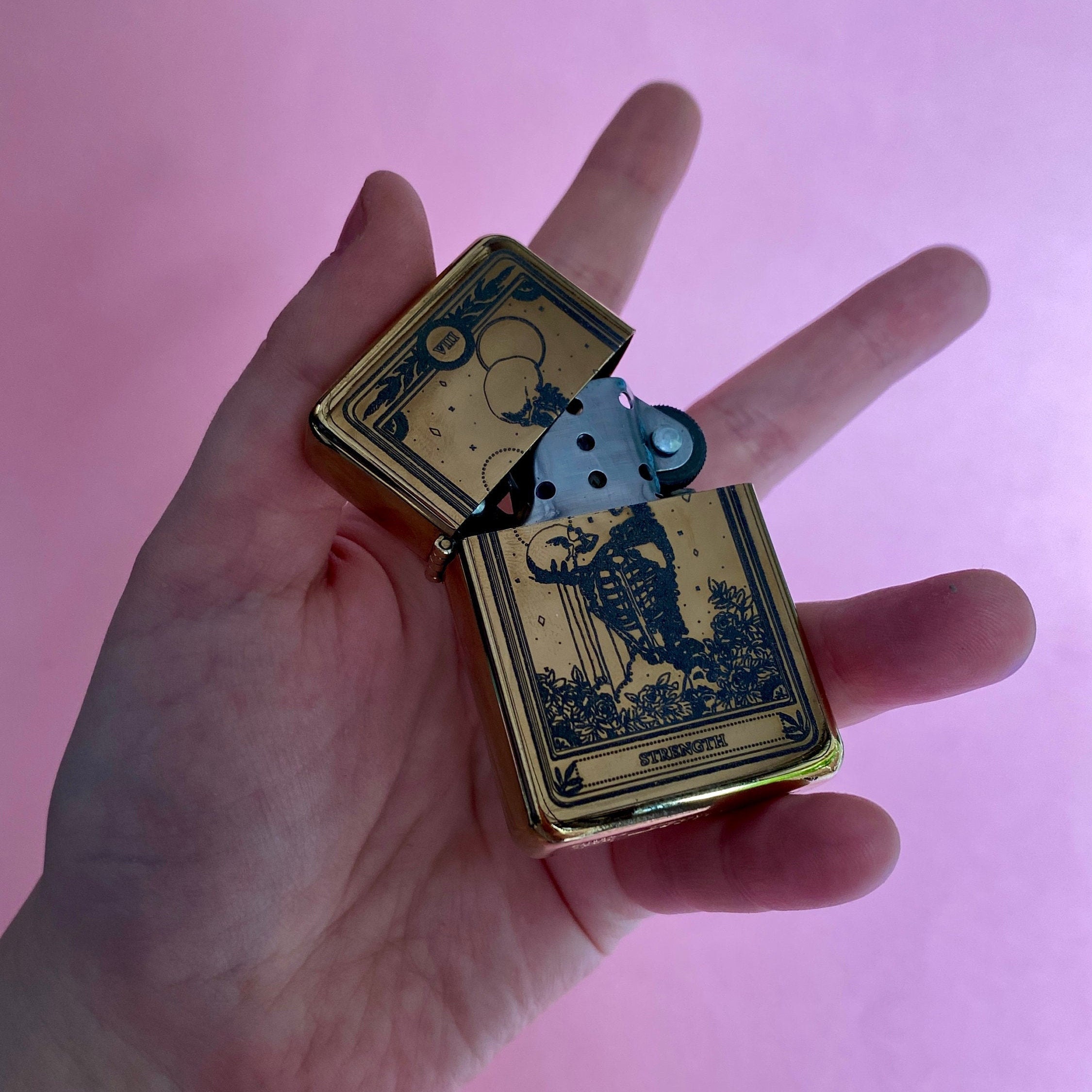 Strength tarot card engraved lighter engraved lighter tarot Etsy