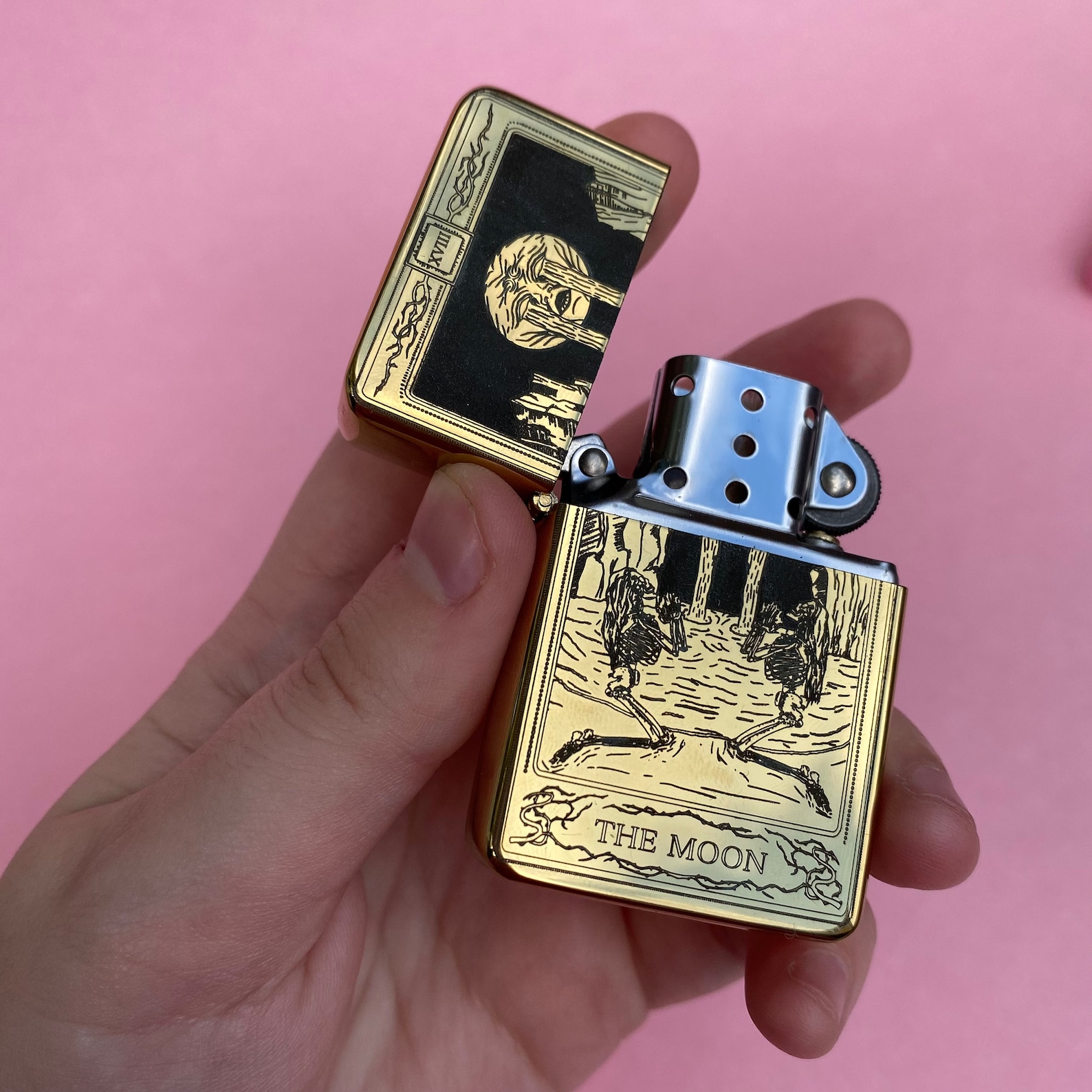 The Moon Tarot Card Engraved Lighter Engraved Lighter Tarot Etsy