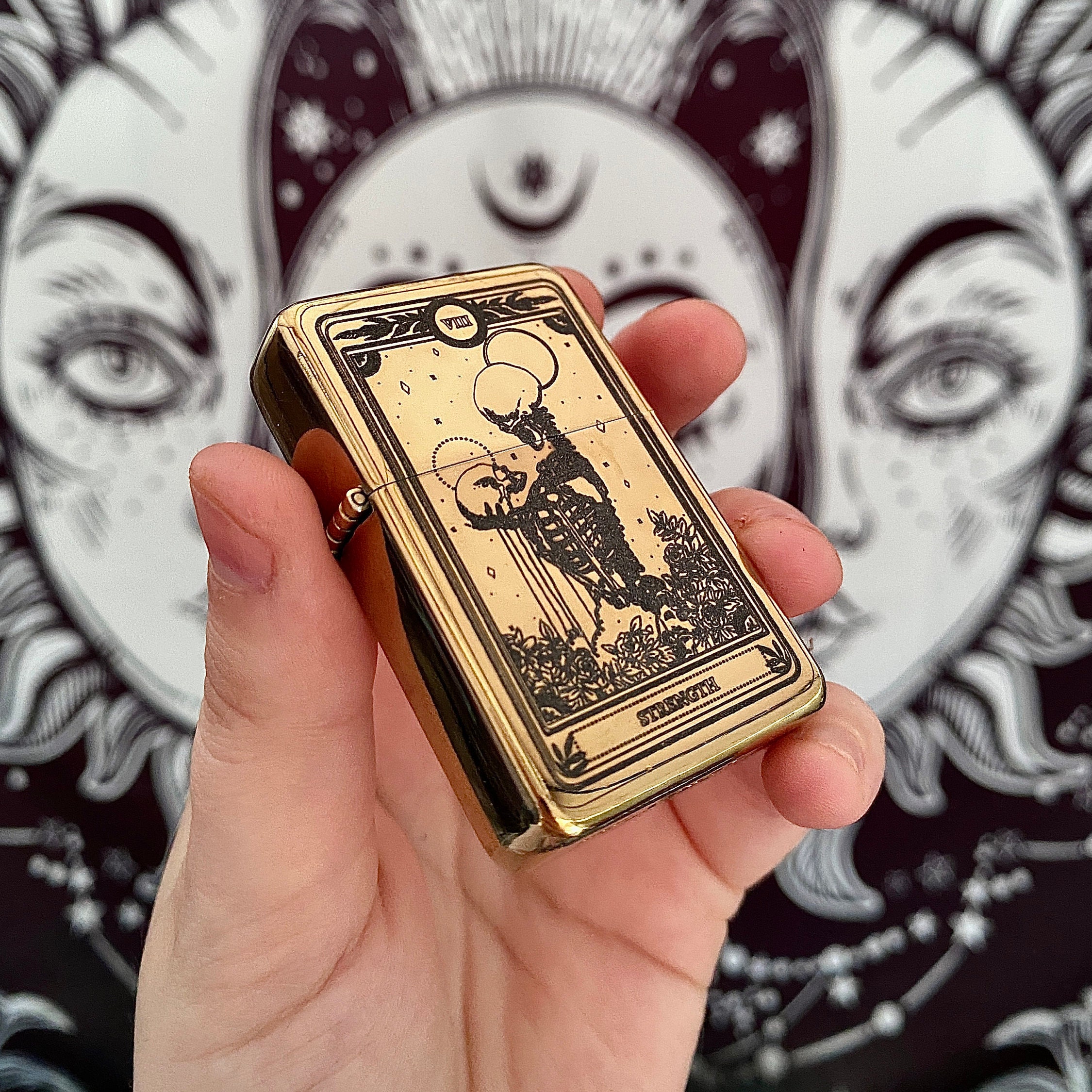 Strength tarot card engraved lighter engraved lighter tarot Etsy