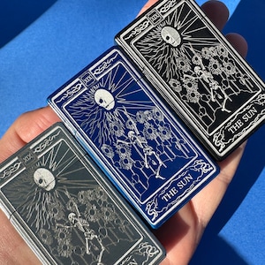 Zapalniczka wiatroodporna, tarot słoneczny, zapalniczka z kartami tarota, grawerowana zapalniczka, zapalniczka wiatroodporna z wymiennym gazem, spersonalizowany fajny prezent