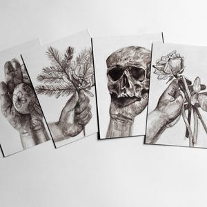 Wheel of the Year Seasonal Reflection Cards | Black & White Altar Art Post Cards - Pagan Sabbat Solstice