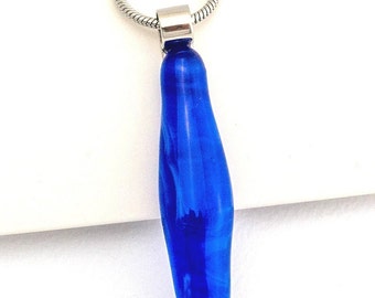 Fused Glass Pendant, Cobalt Fused Glass Jewelry, Blue Glass, Unique Handmade Glass Necklace. Birthday Gift