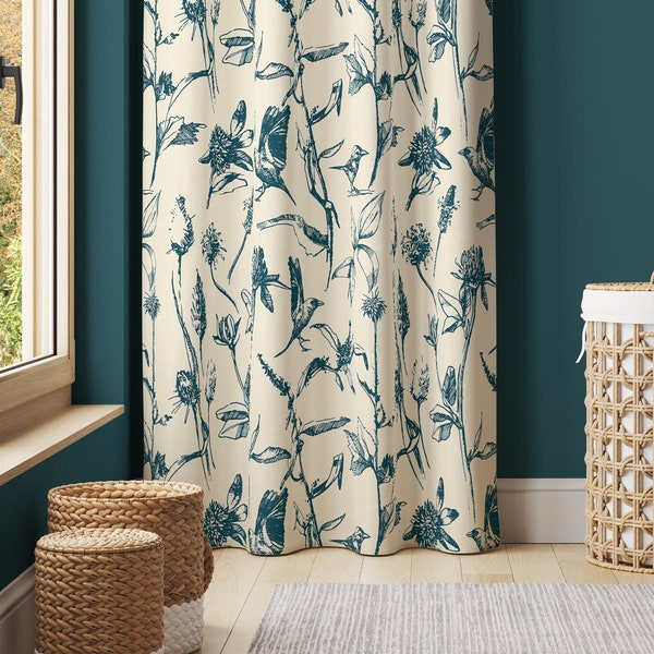 Birds Pattern Window Curtain C159 | Animal Curtains, Decorative Curtains, Opaque Window Curtains, Blackout Curtains, Curtain Panels