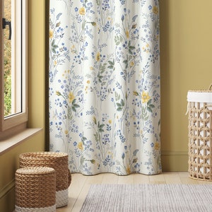 Golden Flower Nature Window Curtain C155 | Floral Curtain, Decorative Curtains, Opaque Window Curtains, Blackout Curtains, Curtain Panels