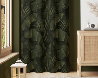 Dark Leaves Nature Window Curtain C1009 | Floral Curtain, Decorative Curtains, Opaque  Curtains, Blackout Curtains, Curtain Panels