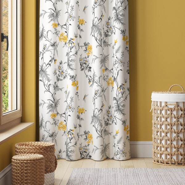 Rare Flowers Nature Window Curtain C55 | Floral Curtain, Decorative Curtains, Opaque Window Curtains, Blackout Curtains, Curtain Panels