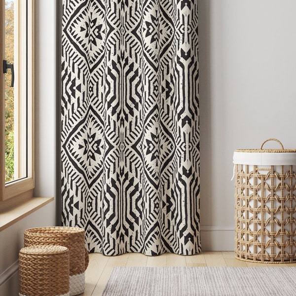 Aztec Pattern, Cotton Window Curtain CC288 | Toned Curtain, Decorative Curtains, Cotton Curtain Curtain Panels