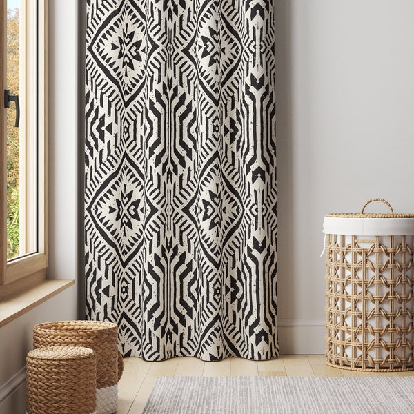 Aztec Pattern Window Curtain C288 | Toned Curtain, Decorative Curtains, Opaque Window Curtains, Blackout Curtains, Curtain Panels