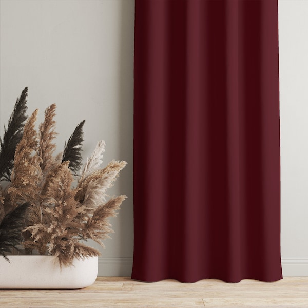 Burgundy Window Curtain |  Single color Curtain, Decorative Curtains, Opaque Window Curtains, Blackout Curtains, Curtain Panels