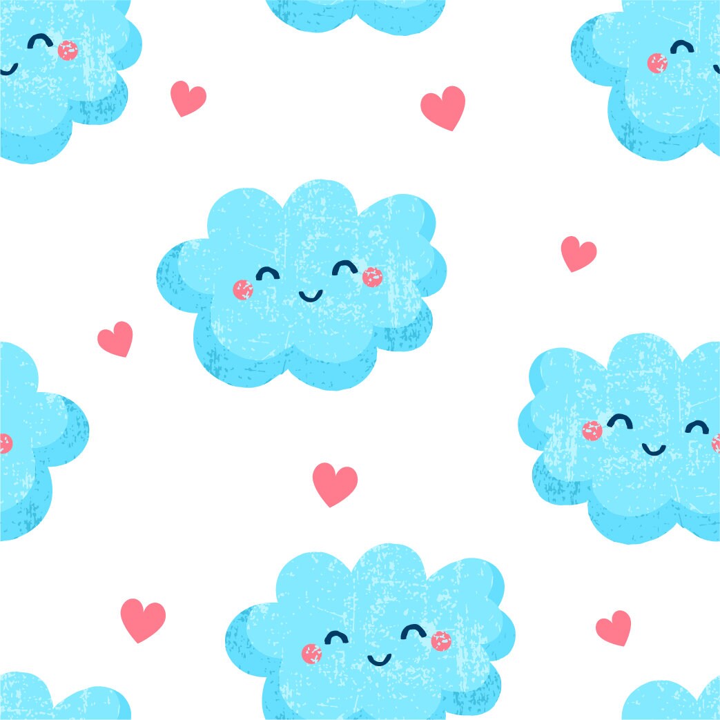 Cute Blue Clouds Wallpaper 497 NonWoven Wallpaper Etsy