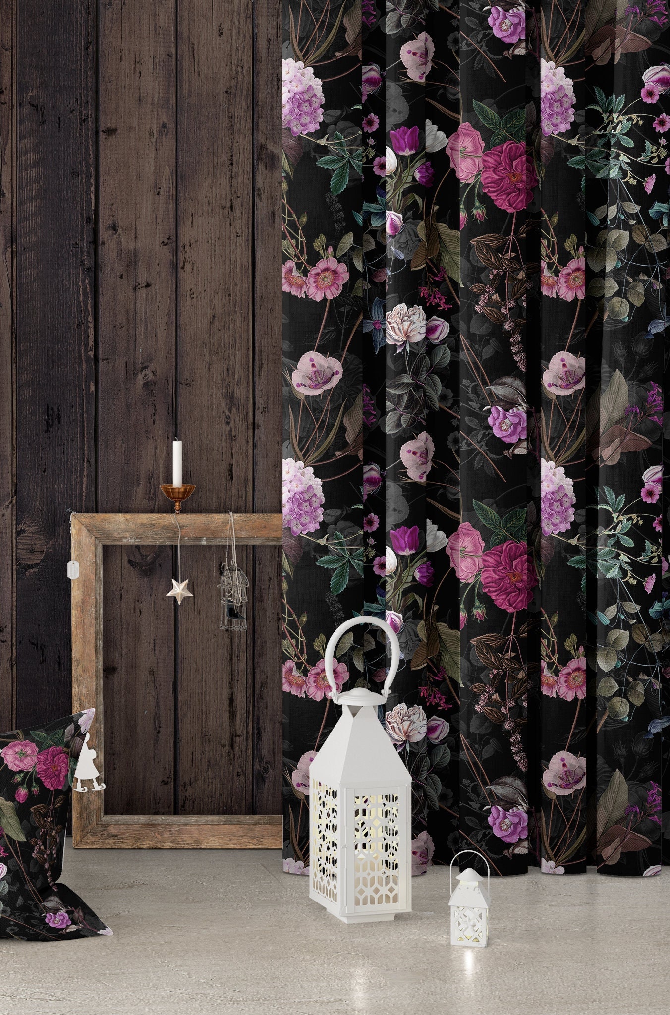 Pink on sale black curtains
