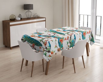 Tablecloth Proud peacock Q162 | Kitchen Tablecloth, Decorative Tablecloth, Stain resistant Tablecloth, Rectangular Tablecloth