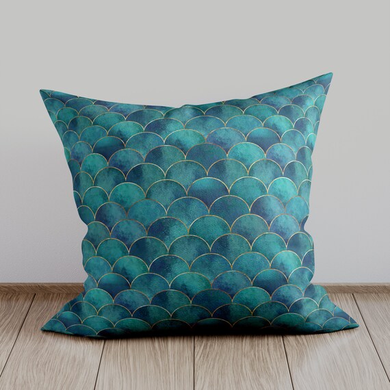 Throw Pillow A Turquoise Mermaid P255 Toned Pillow Decorative Pillow Microfiber Pillow Cover Pillow With Insert Cushion for Couch Sofa Etsy Australia