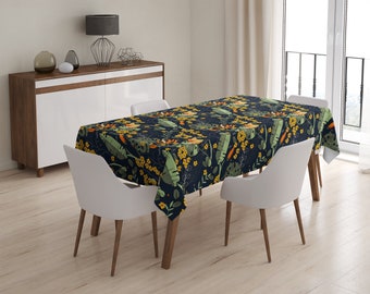 Tablecloth Retro Wildflower Q205 | Kitchen Tablecloth, Decorative Tablecloth, Stain resistant Tablecloth, Rectangular Tablecloth
