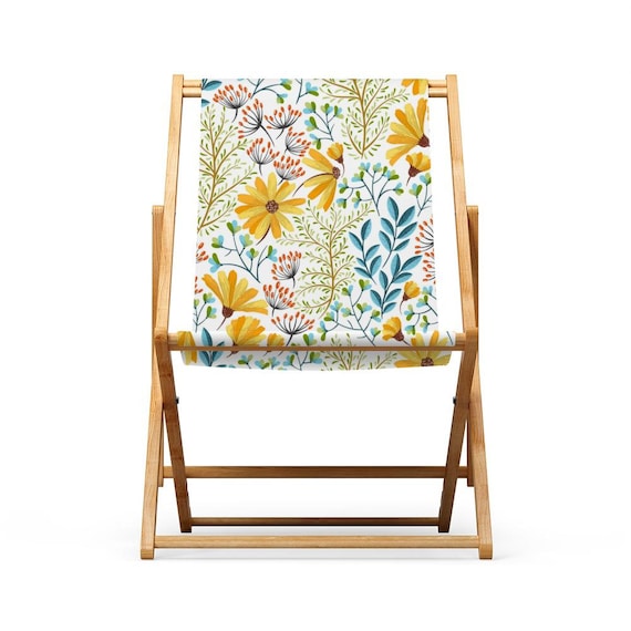 Colorful Floral Meadow Sun Lounger Lo 14 Floral Deck Chair Sun Lounger Garden Outdoor Beach Travel Seat Etsy UK