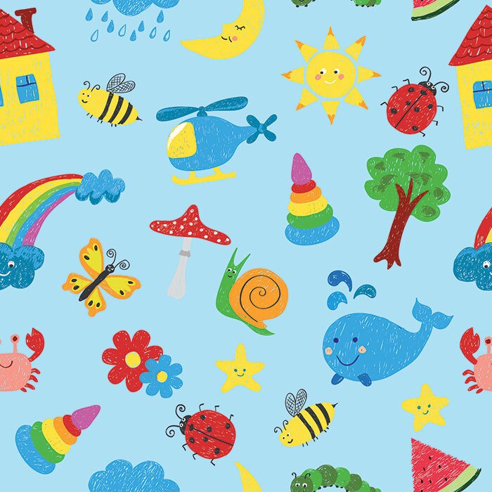Kids Drawings Wallpaper 392 Non-Woven Wallpaper Removable | Etsy
