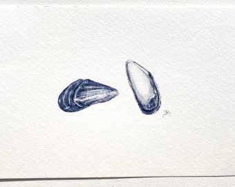 Mussels Watercolour - A6 Postcard Painting