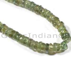 Natural Gem Super Quality Green Apatite 5MM Smooth Heishi Beads Necklace 16.5" 
