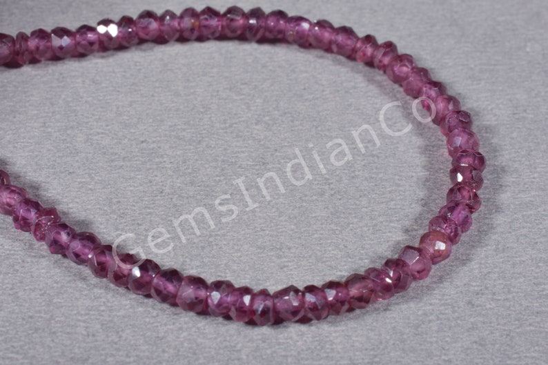 Rhodolite Garnet Faceted Rondelle Beads Strand Necklace with 925 Silver Sterling Chain And Lock SKU#GIC#1501 Ready To Wear Party Neclace