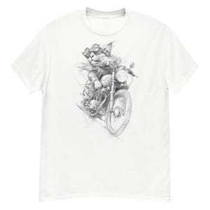 Vintage Biker Cat Sketch T-Shirt - Funny Motorcycle Graphic Tee for Cool Cat Lovers