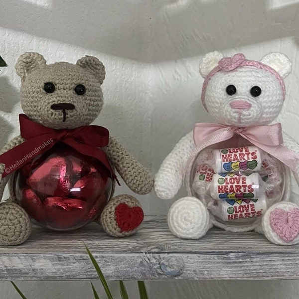 Valentine Bear Bauble Hugger Crochet Pattern [DIGITAL PDF PATTERN], Valentine's Day Bear, Valentine's Gift, Anniversary Bear