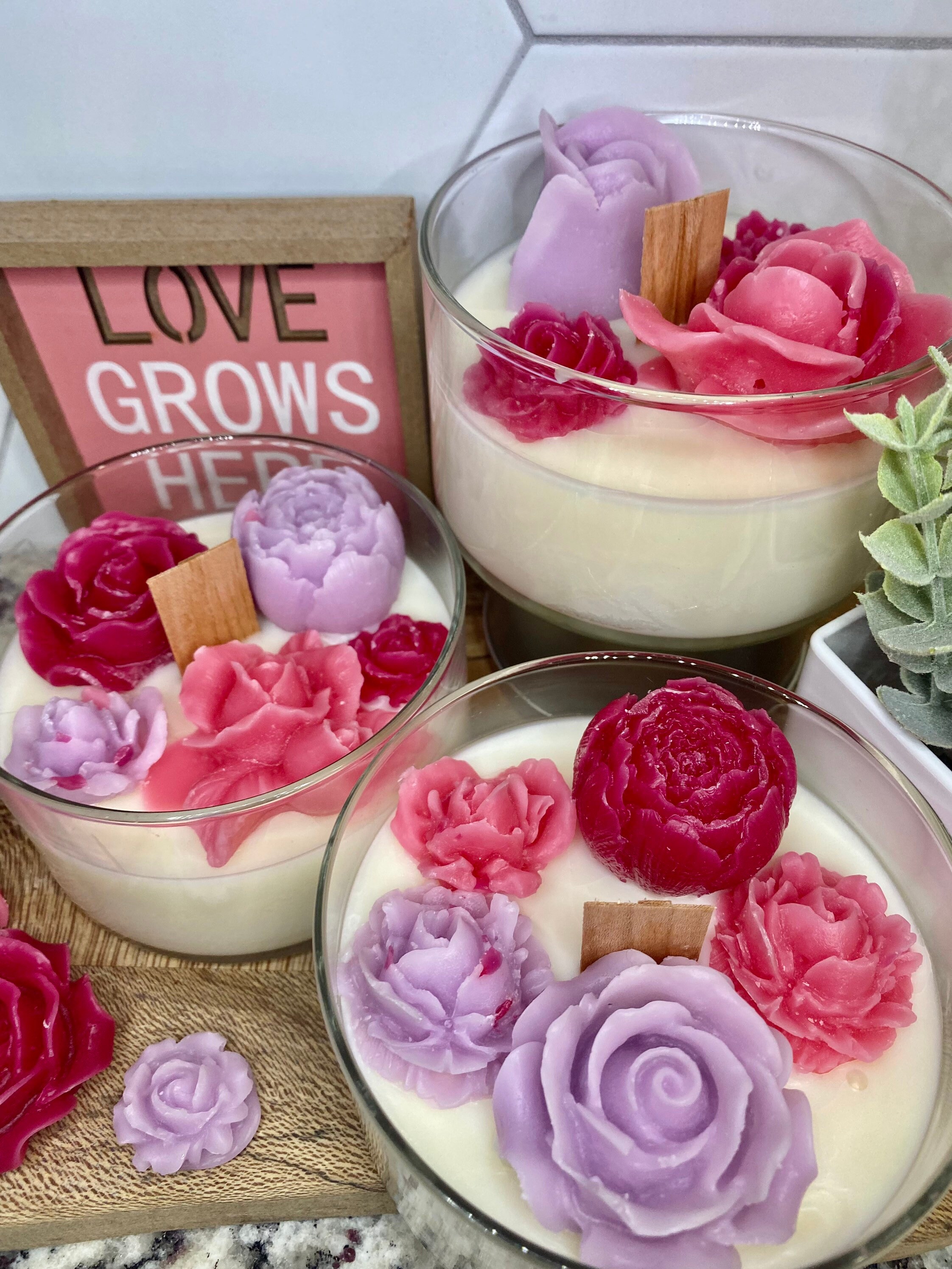 Floral Candle Botanical Candle Galentines Gift Modern Etsy