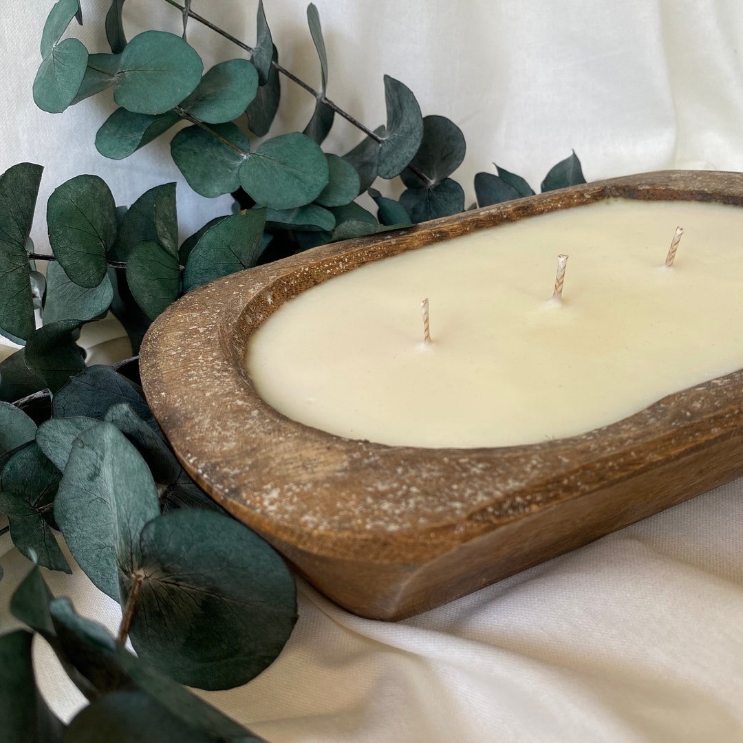 Wood Bowl Candle, Modern Candle, Dough Bowl Candle, Farmhouse Decor