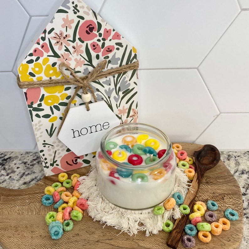 Froot Loop Candle Cereal Bowl Candle Fruit Loop Candle Etsy
