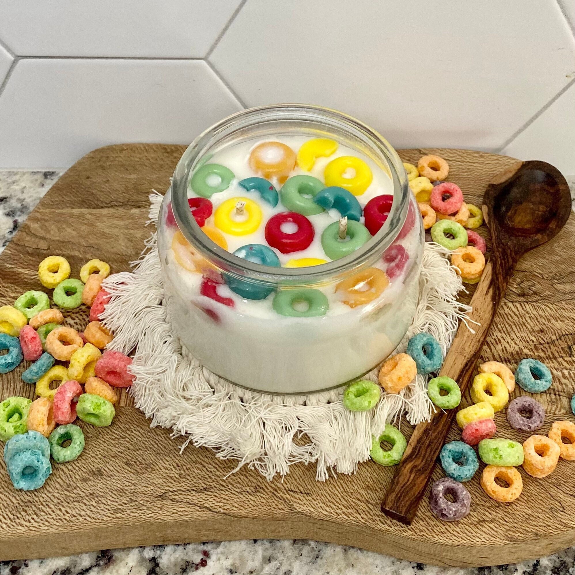 Froot Loop Candle Cereal Bowl Candle Fruit Loop Candle Etsy