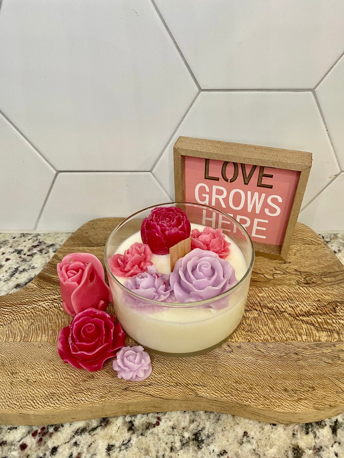 Floral Candle Botanical Candle Galentines Gift Modern Etsy