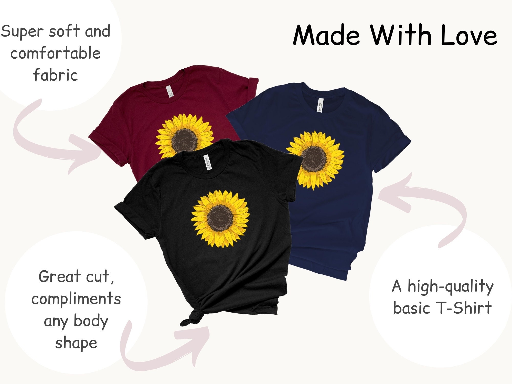 Sunflower Sunflower Shirt, Tee Shirt With Flower,floral Tee Shirt