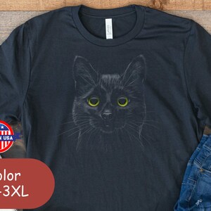 Black Cat T-Shirt • Funny Cat Lover Tee • Bella Canvas Unisex Shirt • Black Cat Face Graphic Tee • Gift for Cat Owners & Pet Lovers