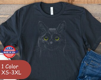 Black Cat T-Shirt • Funny Cat Lover Tee • Bella Canvas Unisex Shirt • Black Cat Face Graphic Tee • Gift for Cat Owners & Pet Lovers