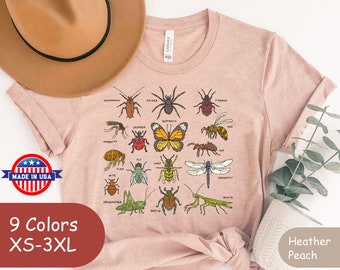 Colorful Insect Chart Shirt: Entomologist Gift, Bug Lover Tee