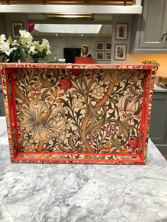 Dublin William Morris Tray. Golden Lily Biscuit Brick. Large Tray