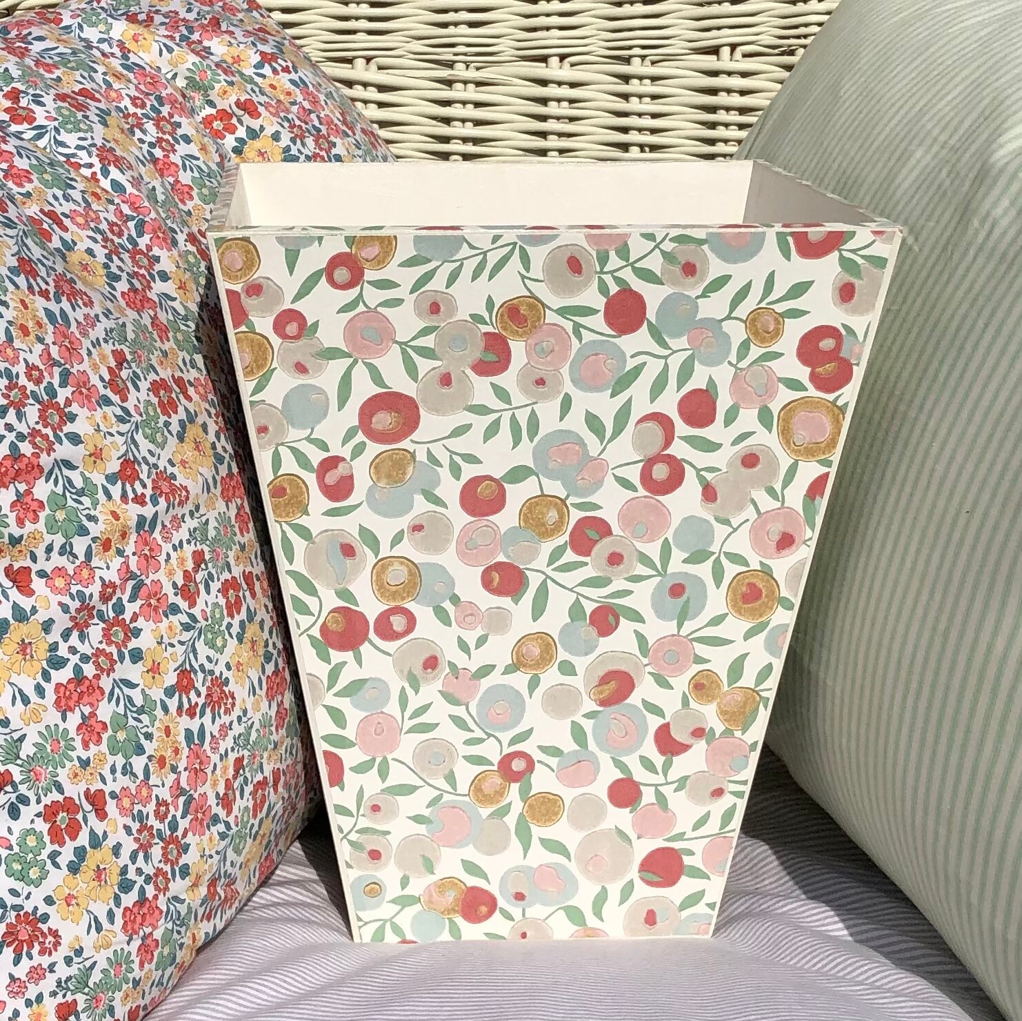 Liberty Wiltshire Blossom Waste paper bin, basket, bedroom bin, wastepaper basket. Nursery furniture