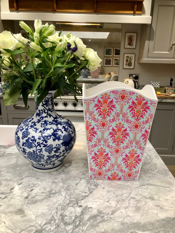 Handpainted with decoupage tissuebox & trinket tray Wastepaper bin Kate Trio Set Handpainted with decoupage tissuebox & trinket tray Wastepaper bin Kate Trio Set