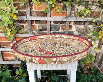 Oval wooden ottoman coffee table tray extra large wooden with handles. Decorated with William Morris.  Just like this or painted any colour