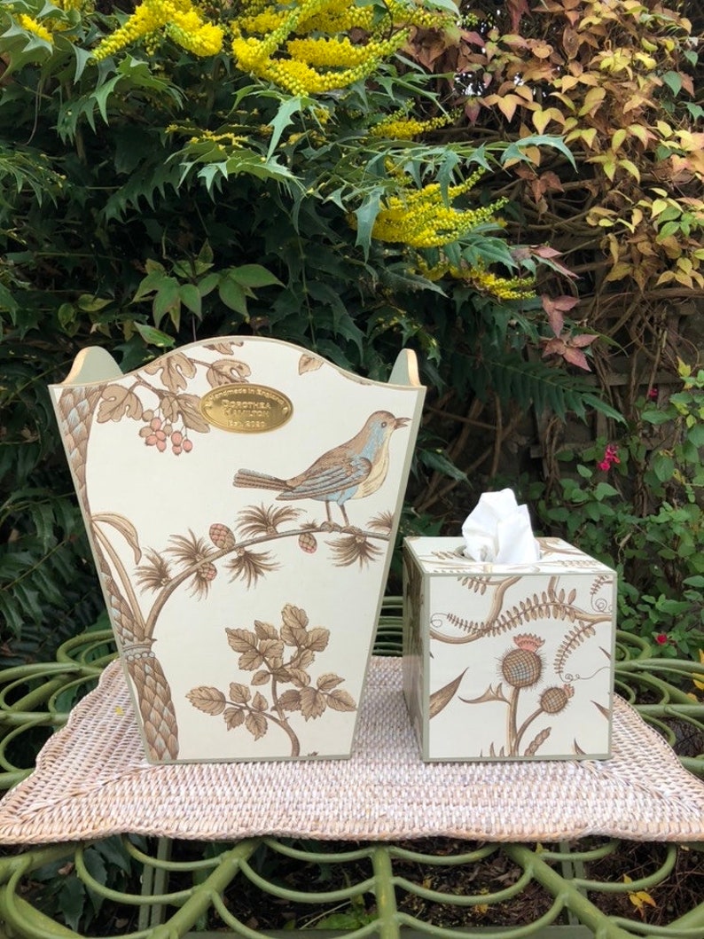 Brunschwig and Fils bird and Thistle Wastepaper Bin & Etsy