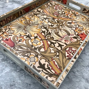 Filey - William Morris Tray. Golden Lily Biscuit Brick. Laptop tray. Large Tray. Breakfast Tray