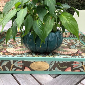 William Morris Strawberry Thief in Chocolate and Teal. Large Tray. Breakfast Tray. Laptop tray. Ottoman tray