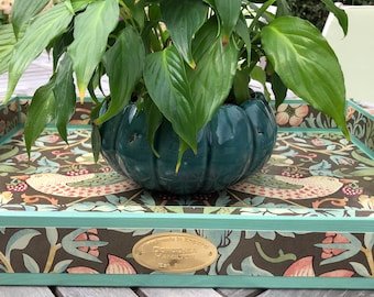 William Morris Strawberry Thief in Chocolate and Teal. Large Tray. Breakfast Tray. Laptop tray. Ottoman tray
